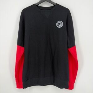 DC Shoes Mens Crewneck Sweatshirt Black Red Long Sleeve Skateboard